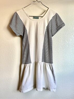 Trumps White & Black Stripe Girls' Knit Dress